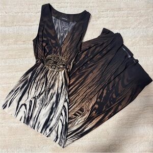 R&M Richards Black and Brown Patterned Dress